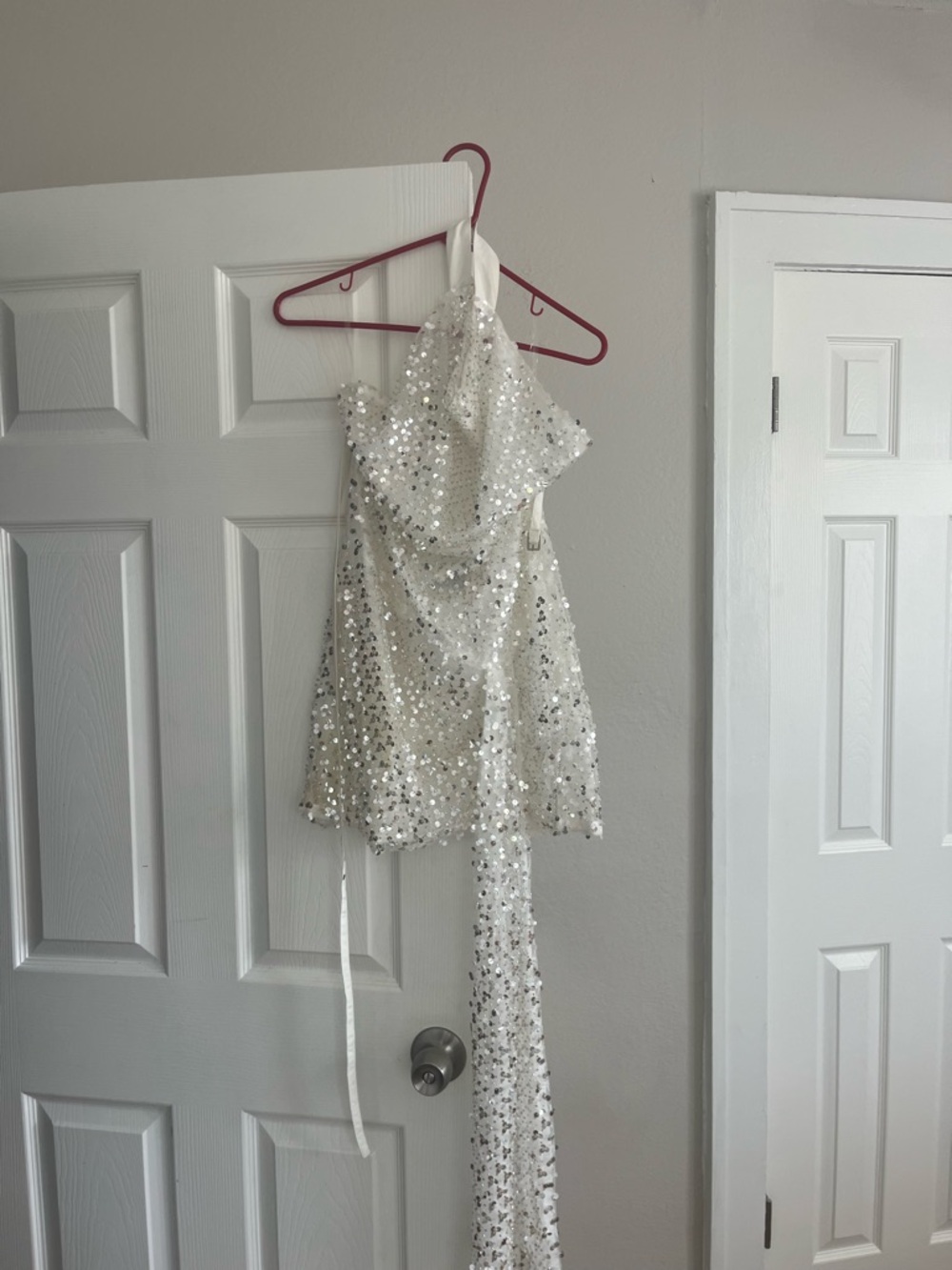 Peppermayo White sequin-Embellished Halter Mini Dress - Picture 3 of 5